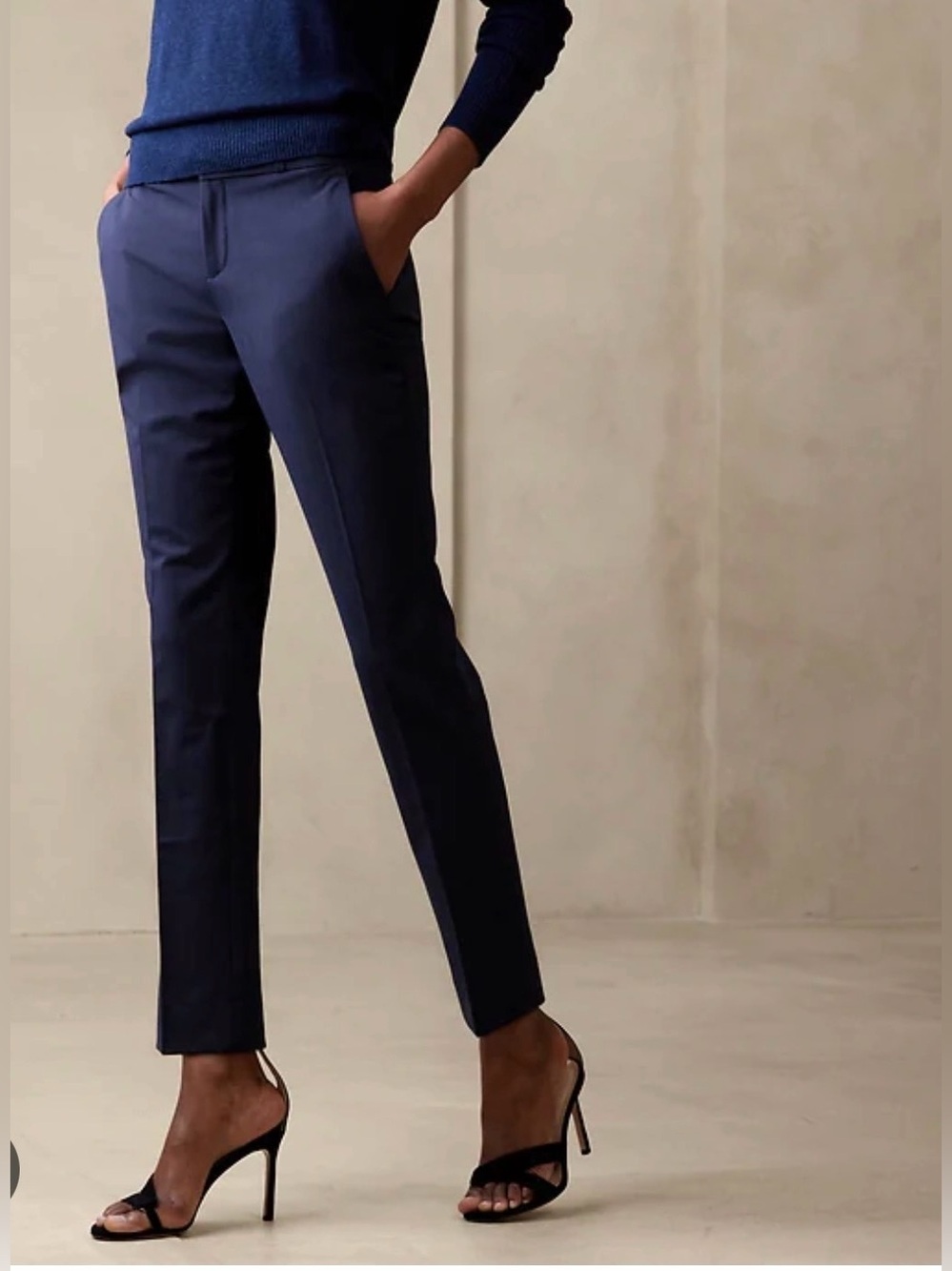 Banana Republic Ryan Wool-Blend Straight Leg Trousers Pants - Blue Size 6